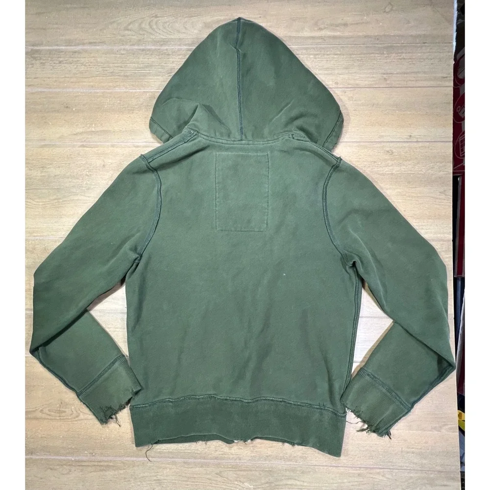 Abercrombie & Fitch Mens VTG Zip Hoodie Green Distressed AF‎ 92 Applique Medium